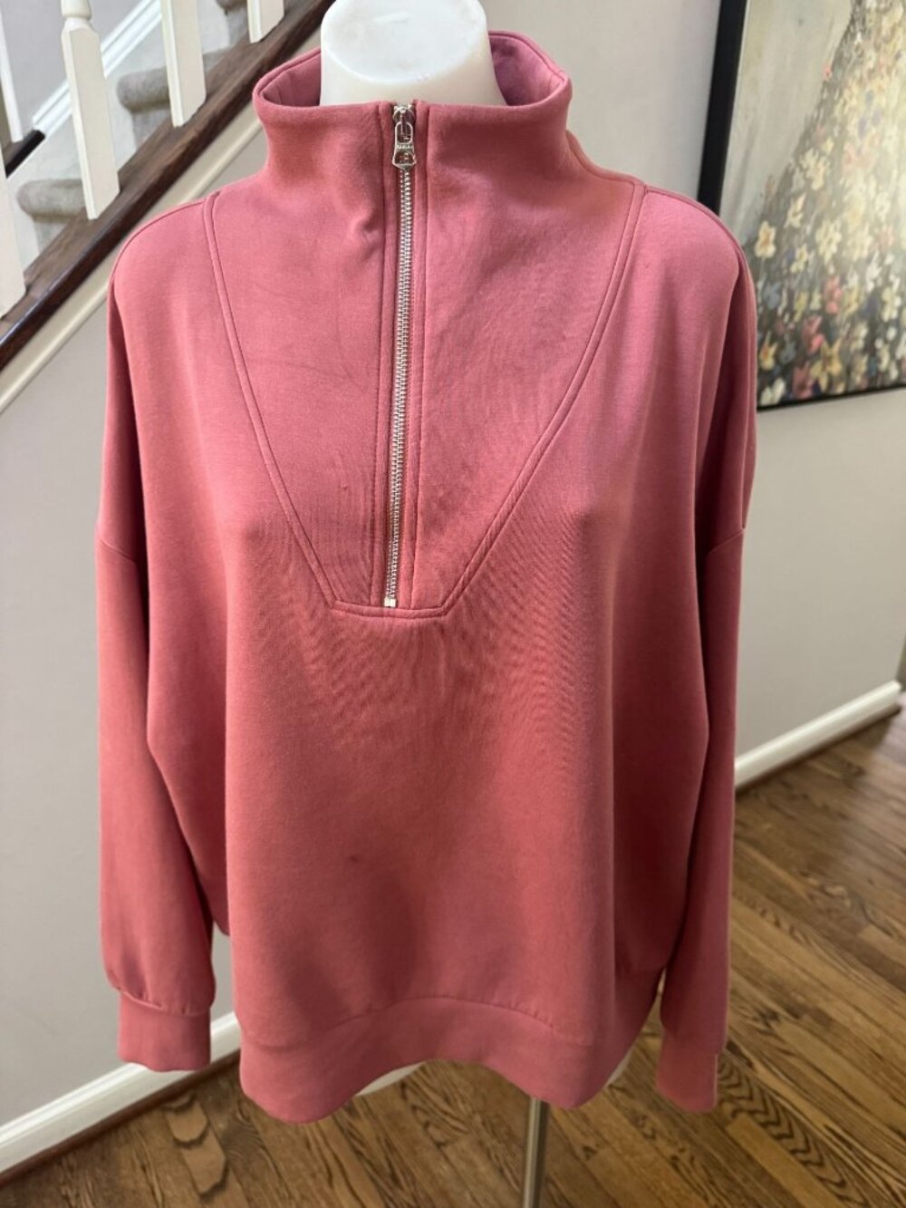 Varley Hawley Half Zip Sweatshirt in Wither Red Size XL